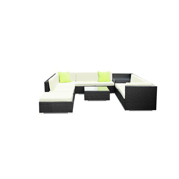 11 Piece Outdoor Furniture Set Wicker Sofa Lounge