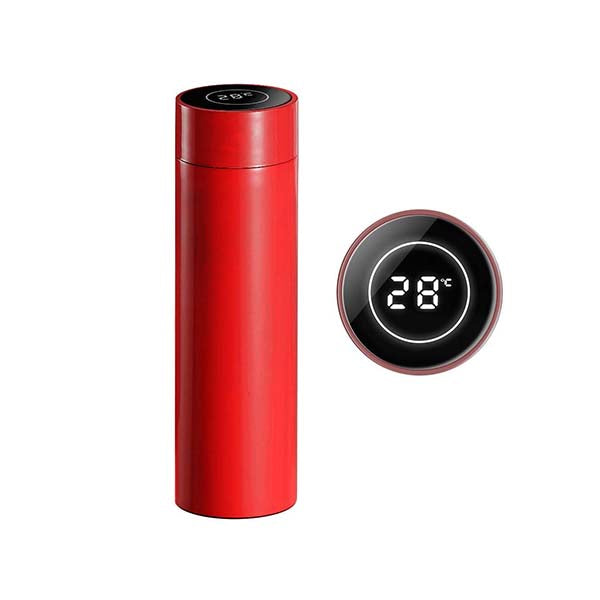 Soga 500Ml Stainless Steel Lcd Thermometer Display Flask Thermos Red