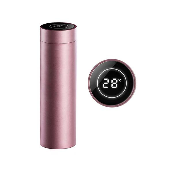 Soga 500Ml Stainless Steel Lcd Thermometer Display Flask Rose Gold