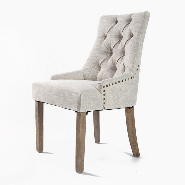 1X French Provincial Oak Leg Chair AMOUR - CREAM