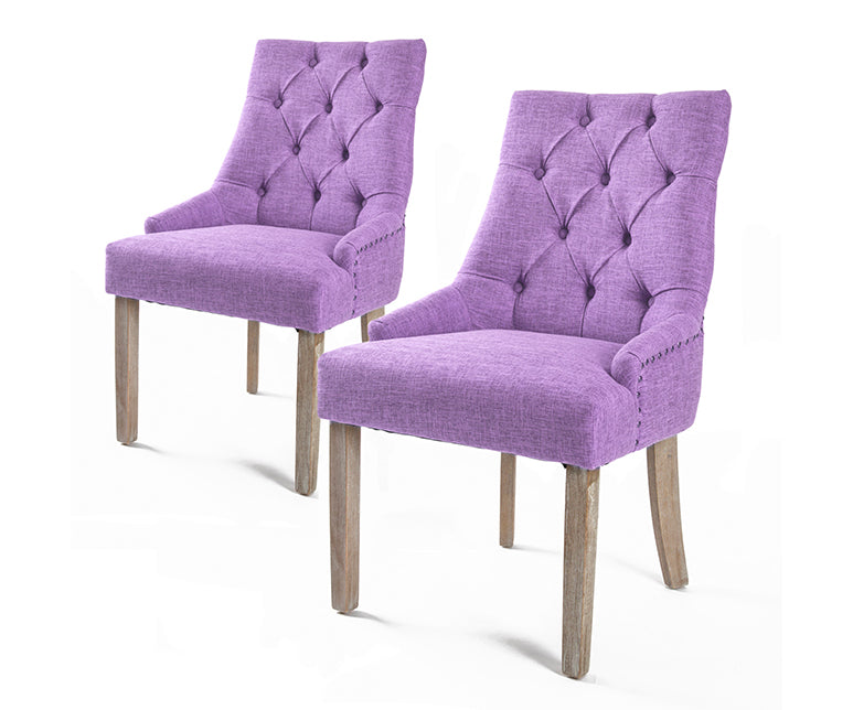 French Provincial Oak Leg Chair AMOUR (2 Pcs) - Violet