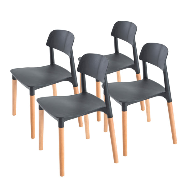 Belloch Stackable Dining Chairs (4 Pcs) - Black