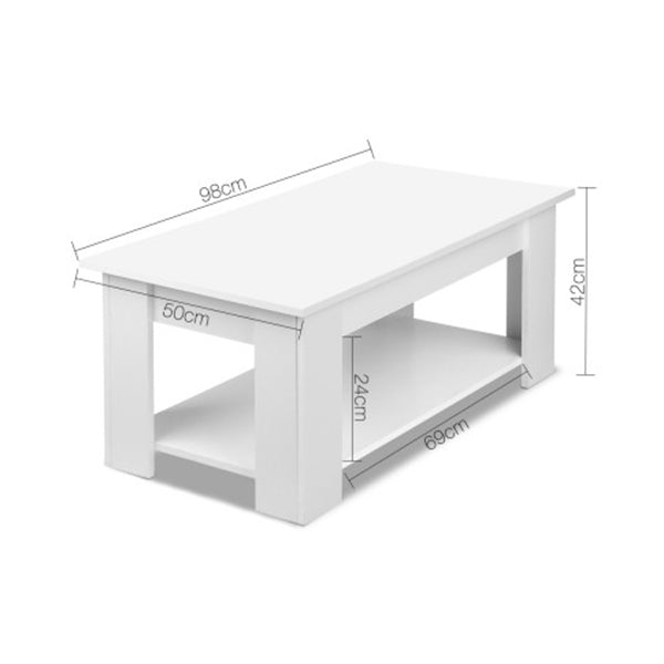 Lift Up Top Mechanical Coffee Table - White