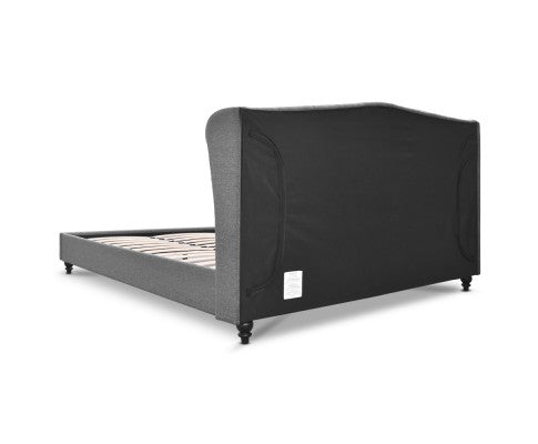 Fabric Bed Frame with Headboard Grey