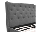 King Fabric Bed Frame with Headboard Grey