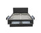 Fabric Bed Frame with Storage Drawers Dark Grey