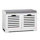 Fabric Shoe Bench With Drawers - White/Grey