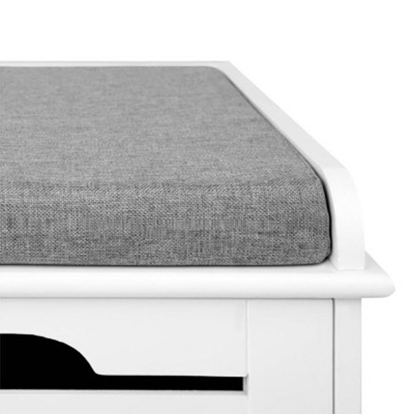 Fabric Shoe Bench With Drawers - White/Grey