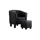 Faux Leather Tub Chair With Footstool