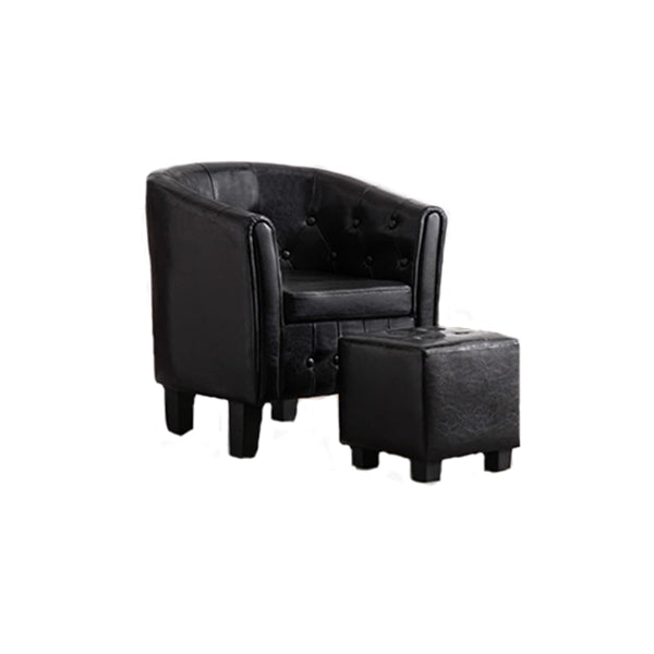Faux Leather Tub Chair With Footstool