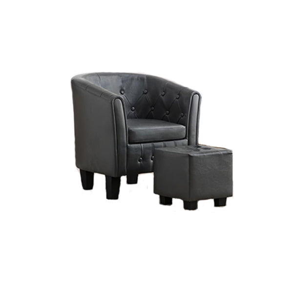 Faux Leather Tub Chair With Footstool