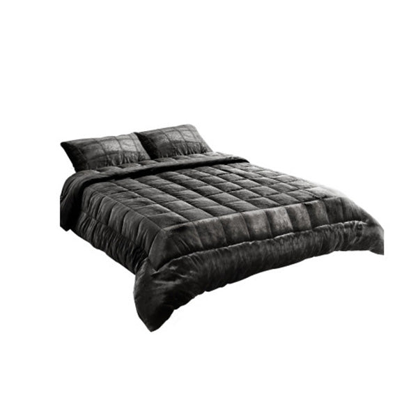 Faux Mink Quilt Fleece Throw Blanket Comforter Duvet