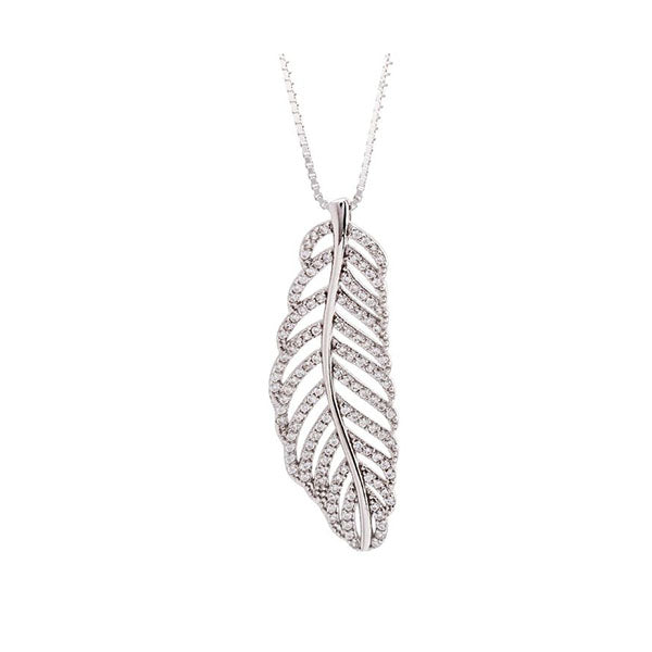 Feather Necklace With Cubic Zirconia