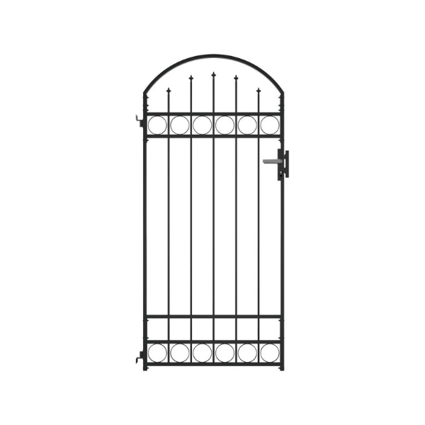 Fence Gate With Arched Top Steel 100X200 Cm Black