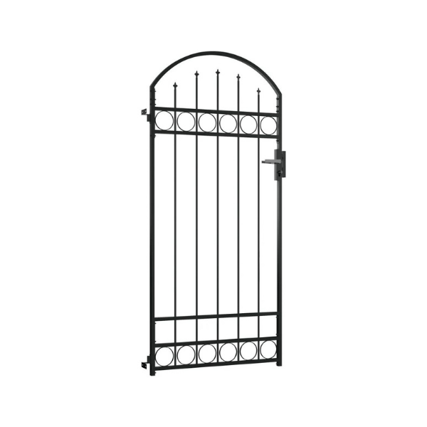 Fence Gate With Arched Top Steel 100X200 Cm Black