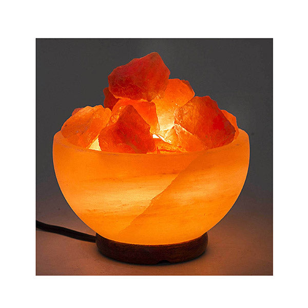 Fire Bowl Himalayan Pink Salt Lamp Carved Rock Crystal Light Bulb