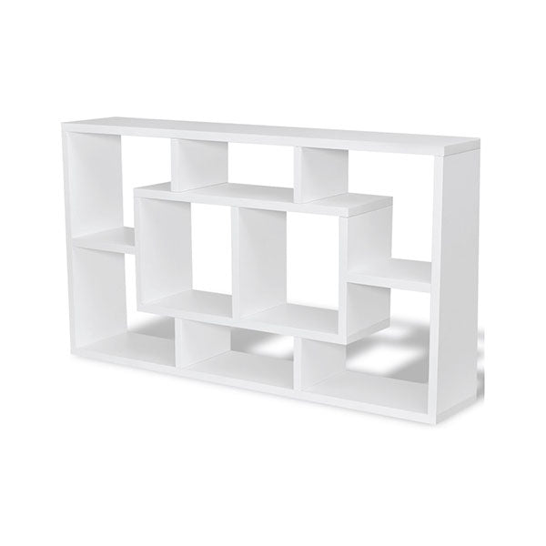 Floating Wall Display Shelf 8 Compartments White