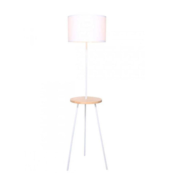 Floor Lamp Shade With Wooden Table Shelf