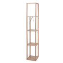 Floor Lamp Storage Shelf Led Wood Standing Reading Corner Light