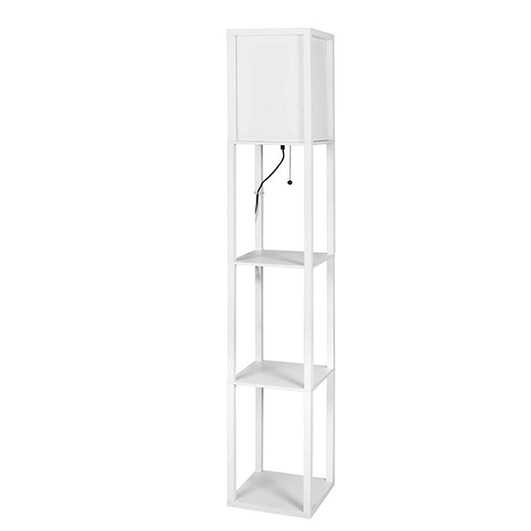 Floor Lamp Storage Shelf Led Wood Standing Reading Corner Light