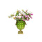 Green Glass Flower Vase 6 Bunch 4 Heads Artificial Magnolia Denudata