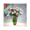 Green Glass Flower Vase 8 Bunch 5 Heads Artificial Silk Rose