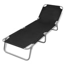 Fold-able Sun Lounger With Adjustable Backrest - Black