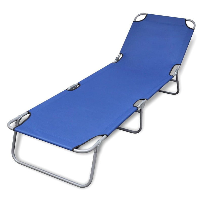 Fold-able Sun Lounger With Adjustable Backrest - Blue