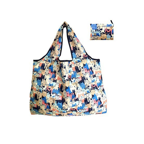 Foldable And Reusable Grocery Bag Camo Blue