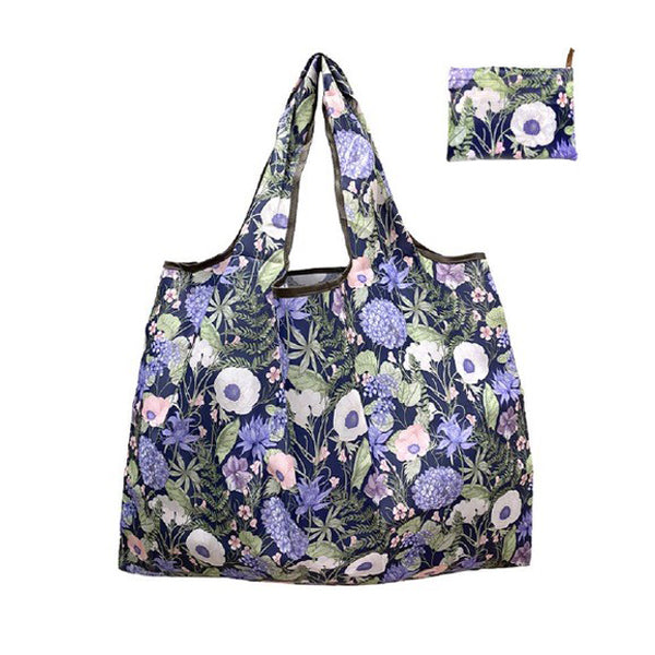 Foldable And Reusable Grocery Bag Floral Purple