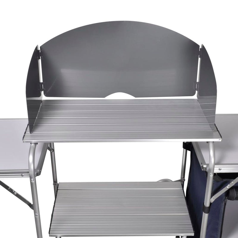 Foldable Aluminum Camping Kitchen Unit with Windshield