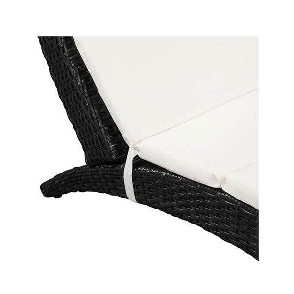 Foldable Sunlounger With Cushion Poly Rattan Black