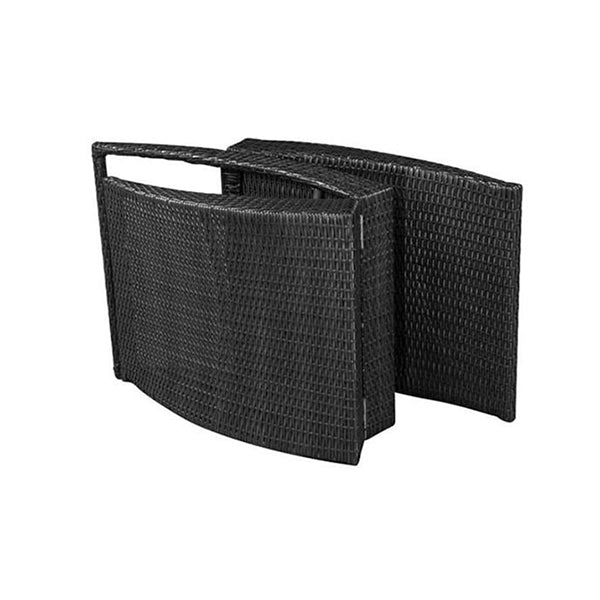 Foldable Sunlounger With Cushion Poly Rattan Black