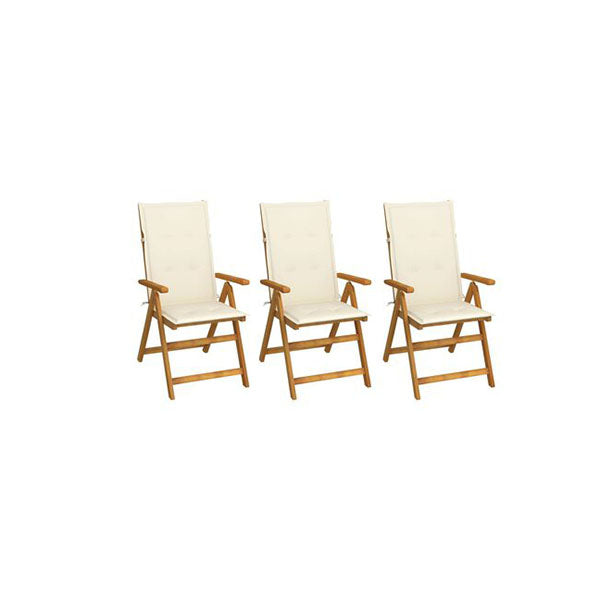Folding Garden Chairs 3 Pcs With Cushions Solid Acacia Wood