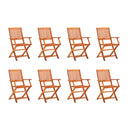 Folding Garden Chairs 8 Pcs Solid Eucalyptus Wood