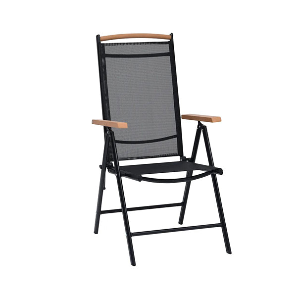 Folding Garden Chairs Aluminum 58 x 65 x 109 Cm Black 2 Pcs