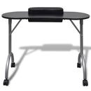 Folding Manicure Nail Table with Castors - Black