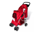 Folding Pet Stroller Travel Carrier For Dog / Cat - Red