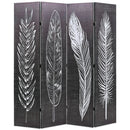 Folding Room Divider 160x170cm Black and White Feathers