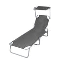 Folding Sun Lounger With Canopy Steel
