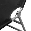 Folding Sun Lounger With Head Cushion and Adjustable Backrest - Black