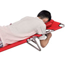 Folding Sun Lounger With Head Cushion and Adjustable Backrest - Red