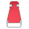 Folding Sun Lounger With Head Cushion and Adjustable Backrest - Red