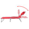 Folding Sun Lounger With Head Cushion and Adjustable Backrest - Red