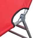 Folding Sun Lounger With Head Cushion and Adjustable Backrest - Red