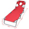 Folding Sun Lounger With Head Cushion and Adjustable Backrest - Red