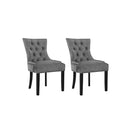 French Provincial Retro Chair Wooden Velvet Fabric Grey