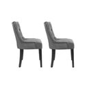 French Provincial Retro Chair Wooden Velvet Fabric Grey