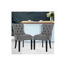 French Provincial Retro Chair Wooden Velvet Fabric Grey