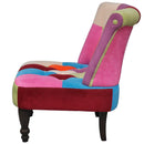French Chair With Patchwork Design Armless Fabric
